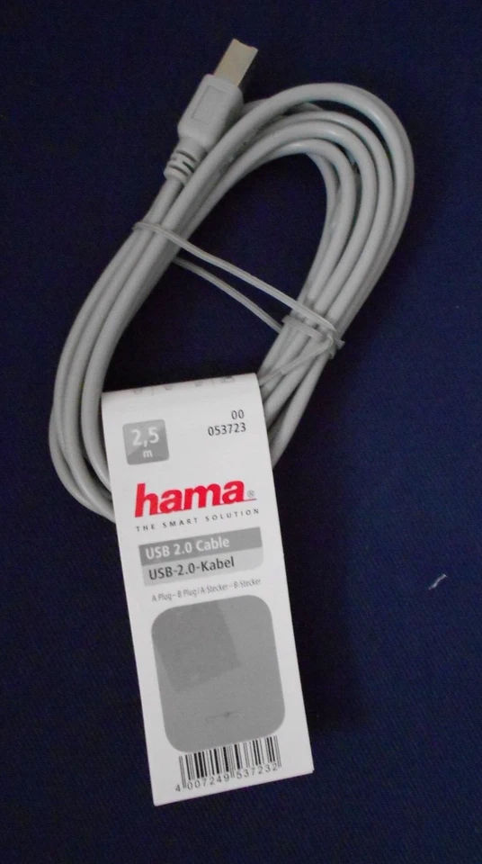 Hama 2,5m USB-Kabel Anschlusskabel USB 2.0 für PC Drucker Druckerkabel Scanner - Bild 1 von 1