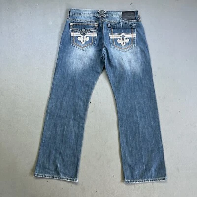 Xtreme Couture Jeans Mens Dark Wash Whiskered Punk Grunge Y2K Buckle Size 34X30 - Image 1 of 4