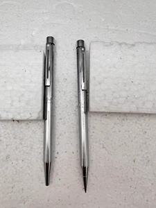 Vgt SHEAFFER Silver White Dot Twist Ballpoint Pen, Mechanical Pencil Pre 1990s - Picture 1 of 6