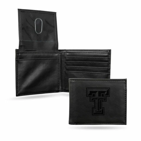Texas Tech Red Raiders Laser Engraved Black Billfold Wallet Cover