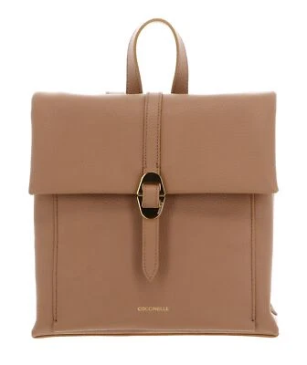 COCCINELLE Dorian Backpack Grained Leather Rucksack Skin hellbraun Neu - Bild 1 von 4