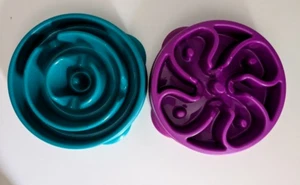 (Lote de 2) Outward Hound Divertido Alimentador Slo Alimentador Perro Cuencos Medianos/Mini 8.5" USADOS - Imagen 1 de 11