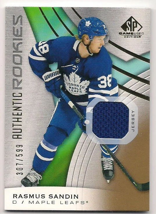 Rasmus Sandin 19-20 UD SP Game Used Edition Authentic Rookies Jersey /599 - Image 1 of 1