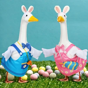 2 Sets Easter Bunny Egg Goose Outfit for Porch Goose 23 Inch Pink and Blue Porch - Picture 1 of 6