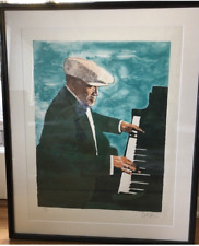 vintage signed framed 28" X 34" print Piano Blues by Bart Forbes 25/150 + papers