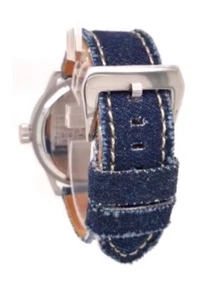 Correa de reloj vaquero/cuero acolchada con costura - look vaquero azul 18 mm - Imagen 1 de 1