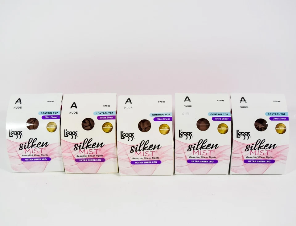 5 Legg's Silken Mist Control Top Run Resistant NUDE Pantyhose Size A (Small)