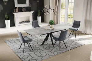 Maven Ceramic Argento Grey 160-200-240cm Extending Dining Table Set - Picture 1 of 15