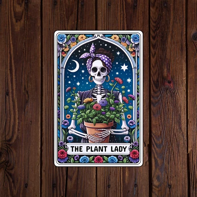BUMBLEBEE APPAREL Tarot card sticker vinyl decal the plant lady gardening novelty laptop mug