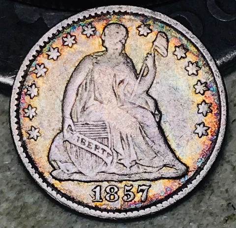 1857 Seated Liberty Half Dime 5C Ungraded Choice 90% Silver US Coin CC17988 Cover