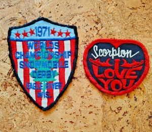 (2) VTG 1970's Snowmobile Patches Scorpion & 1971 World Snowmobile Championships - Picture 1 of 5