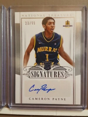 Tarjeta Cameron Payne 2015 National Treasures MS Auto RC #’d 23/99 Murray State Foto 1 de 4