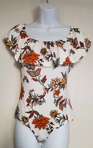 Camisa Body Rue 21 Mujer Junior Talla Mediana Naranja Floral Sin Mangas - Imagen 1 de 3