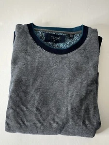 Ted Baker London Gray Blue Crew Neck Jumper Mens Sweater Size size 7 - Picture 1 of 17