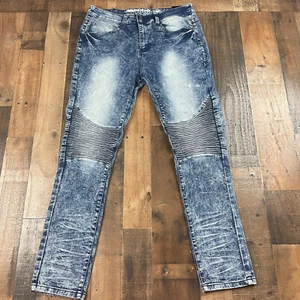 Men's Sz 34 Mecca Acid Washed Stretch Fit Blue Jeans - Picture 1 of 9