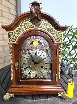 Reloj Warmink Estante Holandés Negro Bandas Doble Campana Golpe Luna Dial 42cm 1971 Foto 1 de 4