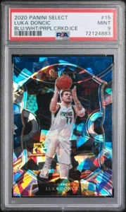 LUKA DONCIC 2020-21 PANINI SELECT BLUE WHITE PURPLE CRACKED ICE 🔥PSA 9 MINT🔥 - Picture 1 of 2