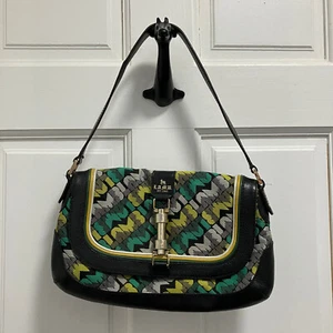 L.A.M.B. Gwen Stefani yellow green white black purse flap bag GORGEOUS RARE - Picture 1 of 10