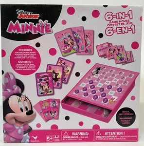 Disney Jr. Minnie Mouse 6-In-1 Game House Tin Checkers Go Fish Memory Cardinal - Picture 1 of 2