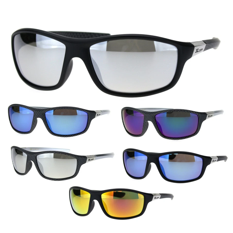 Xloop Mens 90s Classic Sportsman Plastic Oval Warp Around Sunglasses - Image 1 of 1