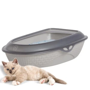 Katzentoilette XXL 60 cm Rattan Optik Katzenklo Katzen Schalen Toilette WC Rand - Bild 1 von 6