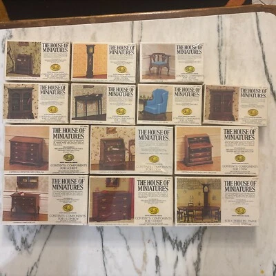 House of Miniatures Kits Doll Furniture Lot Xacto Sealed Clock Table Chair (13) — 第 1/4 张图片