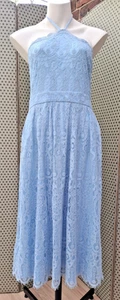 New boohoo Pale Blue Lace Wedding/Special Occasion Dress Size UK 16 Cottagecore - Picture 1 of 12