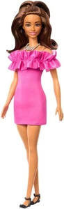 NUEVO Muñeca Barbie Fashinistas Cabello Marrón Rosa Vestido y Negro Zapatos y Joyería - Imagen 1 de 5