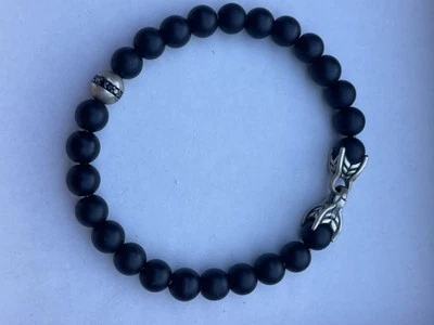 Brazalete David Yurman con cuentas de ónix negro 9 pulgadas afilado! Foto 1 de 4