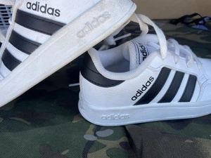 Kids 11 Adidas All-Star White black stripes toddler boy girl - Picture 1 of 7