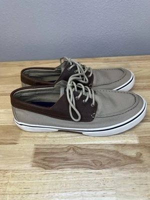 Zapatos de barco Sperry Top-Sider para hombre marrón tostado lona cuero talla 11,5 M espuma viscoelástica Foto 1 de 4