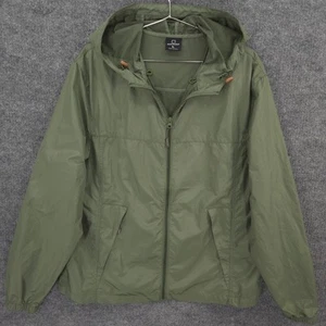 SCOTTeVEST Windbreaker Jacket Mens L Green Tec Utility Packable Hooded Full Zip - Picture 1 of 13