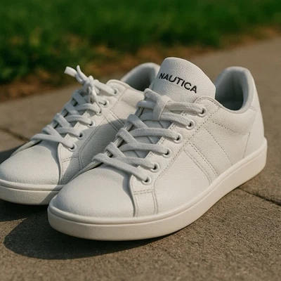 Nautica Esmae JW2013 White Lace Up Shoes Casual Sneakers Size 7.5 W And Men 6y - Image 1 of 4