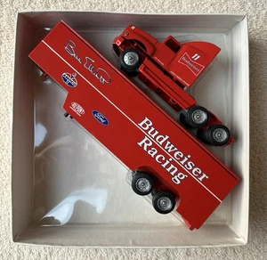 New In Box - WINROSS Red - Bill Elliot #23 Budweiser Racing Truck & Trailer - Picture 1 of 23