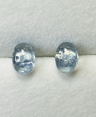 Aretes de plata de ley 925 cabujón natural Santa María azul aguamarina Foto 1 de 4