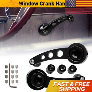 Black Billet Aluminum Crank Handle Window Winders Car Truck Glass Door Universal - Picture 1 of 18