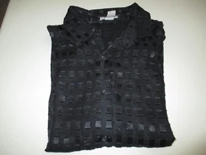 Womens black long sleeve button down sheer shirt Notations plus size 1X - Picture 1 of 2