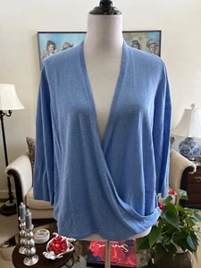 NWT J. Jill Wearever Blue 4-Ways to Wear Sweater Size Large Linen Viscose Rayon - Picture 1 of 5