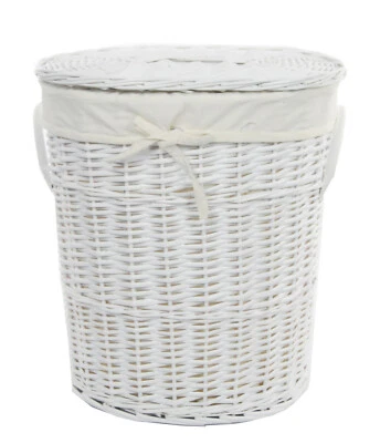 Wäschekorb Weide weiß oval m. Bezug Handgriffe 08WOval 3 Varianten - Bild 1 von 2