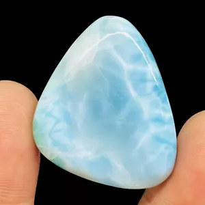 68.75 Ct Natural Larimar 33x30mm Fancy Loose Pendant Size Huge Cabochon Gemstone - Picture 1 of 9