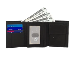 KIDS BOYS SLIM COMPACT FLAP ID AND COIN POCKET TRIFOLD WALLET BLACK - Picture 1 of 8