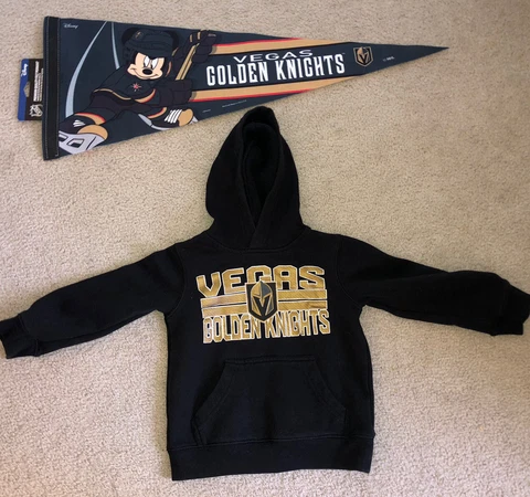Vegas Golden Knights NHL Kids Hoodie Sweatshirt Size XXS 4/5 And Mickey Pennant Cover