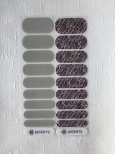 Jamberry Nail Wraps, Silver Ferns On Purple, Gray, Half Sheet Combo - Picture 1 of 4