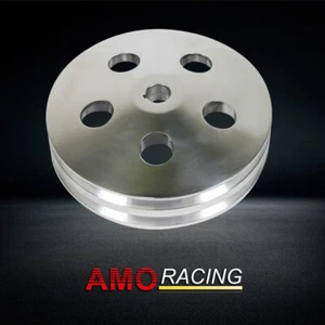 2 Groove Keyway Power Steering Pump Pulley Saginaw SBC BBC Chevy GM Polished - Bild 1 von 5