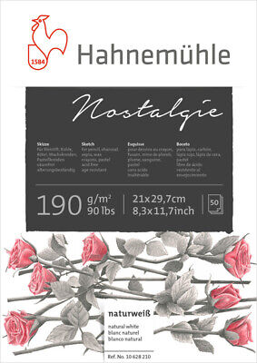 Bloque De Bocetos Hahnemühle Nostalgia 190g/m2, 50 Hojas, Diferentes Tamaños • 37.50€