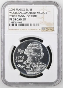 2006 FRANCE MOZART 250TH ANNIV. OF BIRTH, NGC PF68, Silver Coin - Picture 1 of 2
