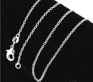17" necklace 1 pc 925 Silver Plated 1.2 mm Rolo "O" chain Male Female - Bild 1 von 5