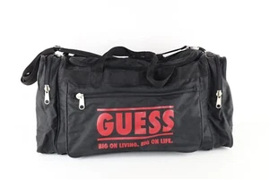 Vintage 90s Guess Streetwear Spell Out Handled Duffel Bag Gym Bag Black Large - Imagen 1 de 12