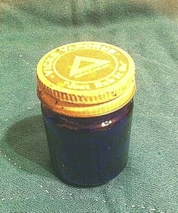Tarro botella de medicina de vidrio azul cobalto vintage VICKS VAPORUB VV #6 - Imagen 1 de 9