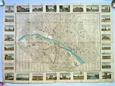 PARIS 1836 VERY LARGE ANTIQUE DECORATIVE MAP by TOUSSAINT 19TH CENTURY - Image 1 of 4